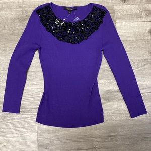 Christine Philipe Purple Beaded Knit Sweater